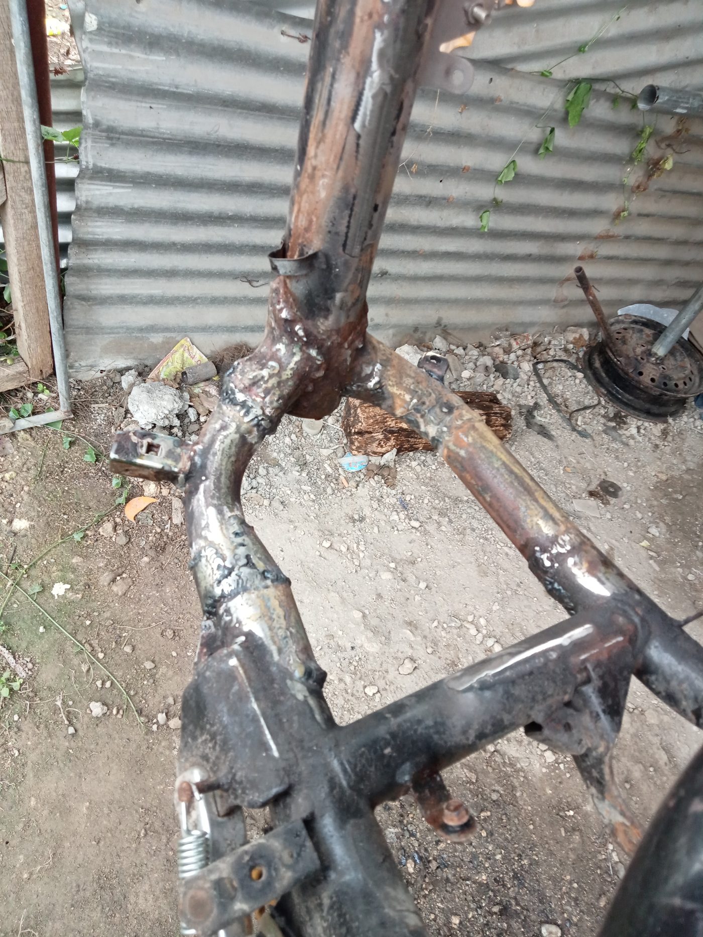 Freshly welded chassis frame